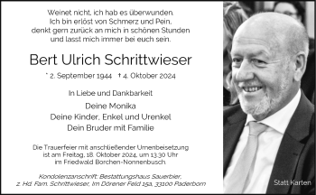 Traueranzeige von Bert Ulrich Schrittwieser von Westfalen Blatt