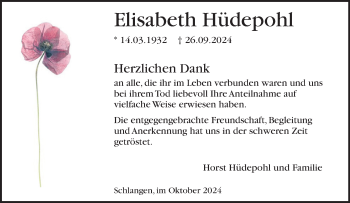 Traueranzeige von Elisabeth Hüdepohl von Westfalen Blatt