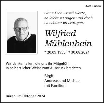 Traueranzeige von Wilfried Mühlenbein von Westfalen Blatt