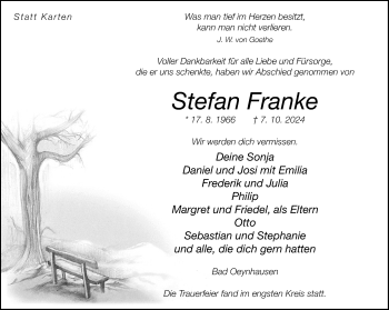 Traueranzeige von Stefan Franke von Westfalen Blatt