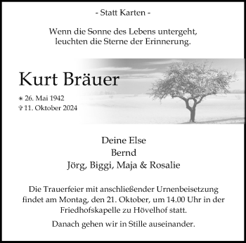 Traueranzeige von Kurt Bräuer von Westfalen Blatt