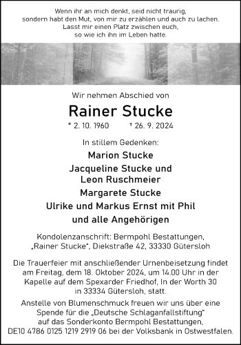 Traueranzeige von Rainer Stucke von Westfalen Blatt