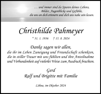 Traueranzeige von Christhilde Pahmeyer von Westfalen Blatt