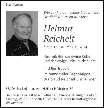 Traueranzeige von Helmut Reichelt von Westfalen Blatt