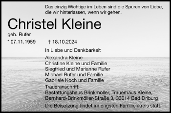 Traueranzeige von Christel Kleine von Westfalen Blatt