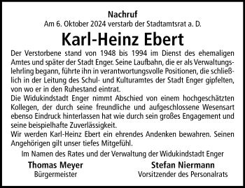 Traueranzeige von Karl-Heinz Ebert von Westfalen Blatt