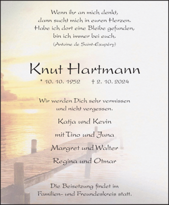 Traueranzeige von Knut Hartmann von Westfalen Blatt