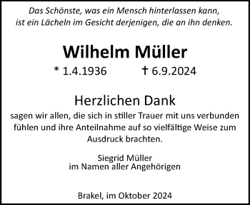 Traueranzeige von Wilhelm Müller von Westfalen Blatt