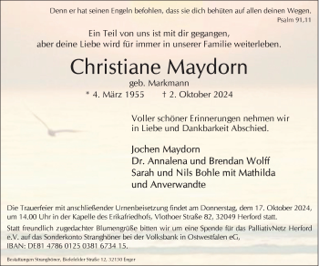 Traueranzeige von Christiane Maydorn von Westfalen Blatt