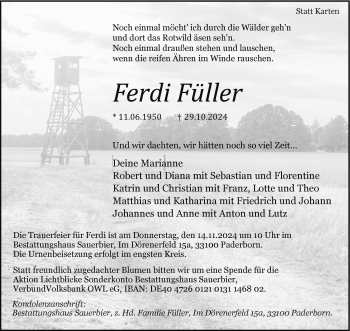 Traueranzeige von Ferdi Füller von Westfalen Blatt