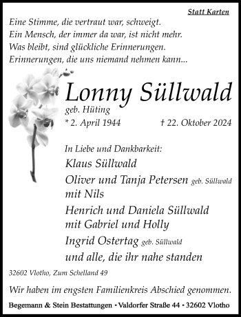 Traueranzeige von Lonny Süllwald von Westfalen Blatt