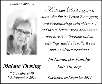 Traueranzeige von Malene Thesing von Westfalen Blatt