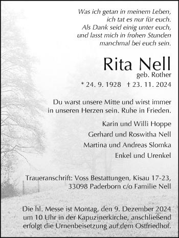 Traueranzeige von Rita Nell von Westfalen Blatt