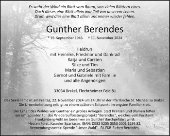 Traueranzeige von Gunther Gunther Berendes von Westfalen Blatt