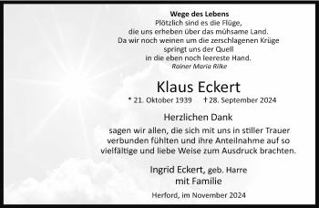 Traueranzeige von Klaus Eckert von Westfalen Blatt