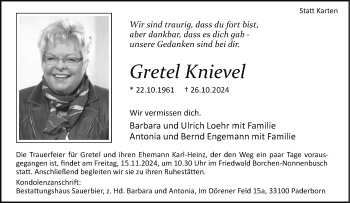 Traueranzeige von Gretel Knievel von Westfalen Blatt