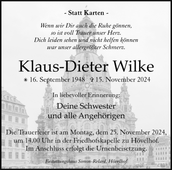 Traueranzeige von Klaus-Dieter Wilke von Westfalen Blatt