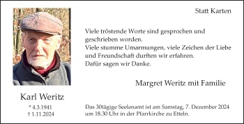 Traueranzeige von Karl Weritz von Westfalen Blatt