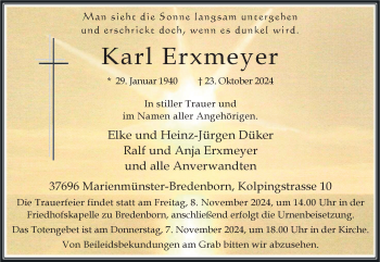 Traueranzeige von Karl Erxmeyer von Westfalen Blatt