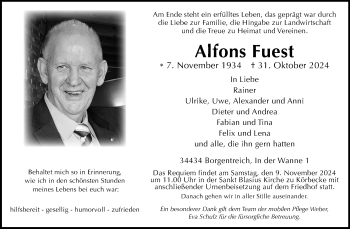 Traueranzeige von Alfons Fuest von Westfalen Blatt