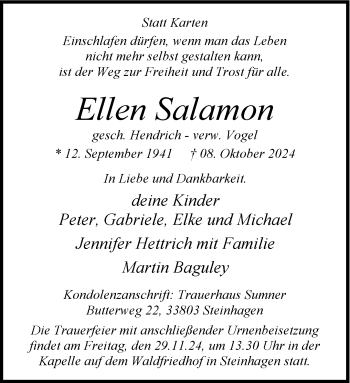 Traueranzeige von Ellen Salamon von Westfalen Blatt