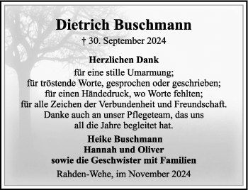 Traueranzeige von Dietrich Buschmann von Westfalen Blatt