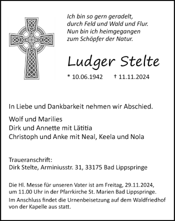 Traueranzeige von Ludger Stelte von Westfalen Blatt