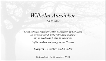 Traueranzeige von Wilhelm Aussieker von Westfalen Blatt