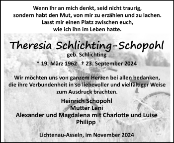 Traueranzeige von Theresia Schlichting-Schopohl von Westfalen Blatt