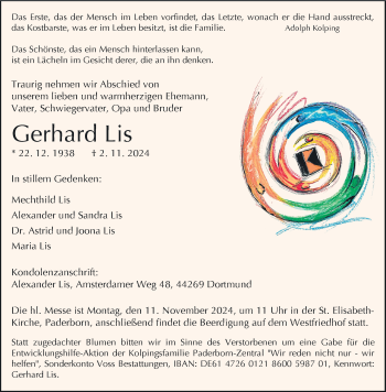 Traueranzeige von Gerhard Lis von Westfalen Blatt