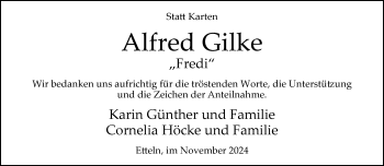 Traueranzeige von Alfred Gilke von Westfalen Blatt