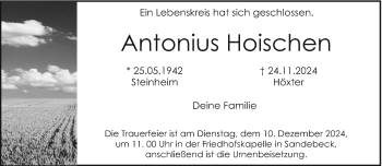 Traueranzeige von Antonius Hoischen von Westfalen Blatt