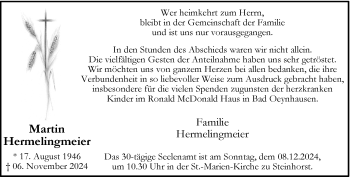 Traueranzeige von Martin Hermelingmeier von Westfalen Blatt