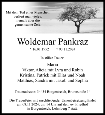 Traueranzeige von Woldemar Pankraz von Westfalen Blatt