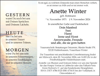 Traueranzeige von Anette Winter von Westfalen Blatt