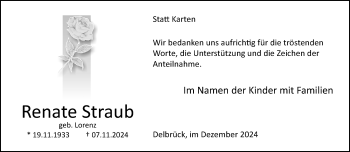 Traueranzeige von Renate Straub von Westfalen Blatt