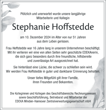 Traueranzeige von Stephanie Hoffstedde von Westfalen Blatt