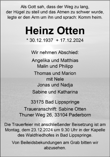 Traueranzeige von Heinz Otten von Westfalen Blatt