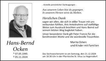 Traueranzeige von Hans-Bernd Ocken von Westfalen Blatt