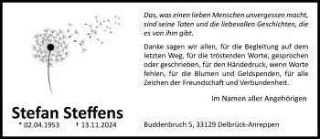 Traueranzeige von Stefan Steffens von Westfalen Blatt