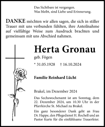 Traueranzeige von Herta Gronau von Westfalen Blatt