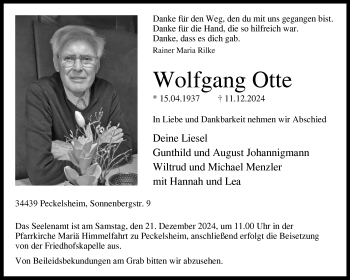 Traueranzeige von Wolfgang Otte von Westfalen Blatt