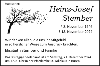 Traueranzeige von Heinz-Josef Stember von Westfalen Blatt