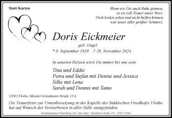 Traueranzeige von Doris Eickmeier von Westfalen Blatt