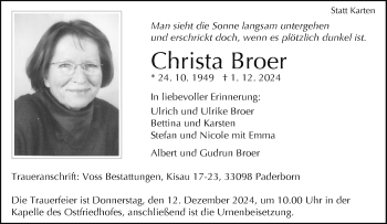 Traueranzeige von Christa Broer von Westfalen Blatt