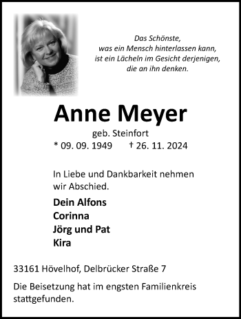 Traueranzeige von Anne Meyer von Westfalen Blatt