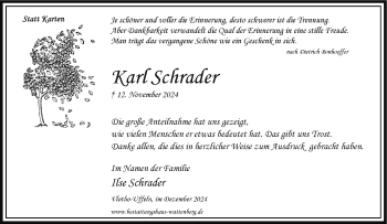 Traueranzeige von Karl Schrader von Westfalen Blatt