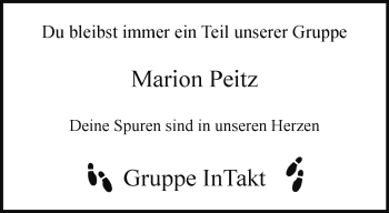 Traueranzeige von Marion Peitz von Westfalen Blatt