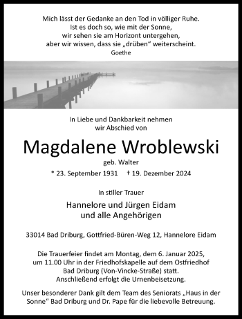 Traueranzeige von Magdalene Wroblewski von Westfalen Blatt