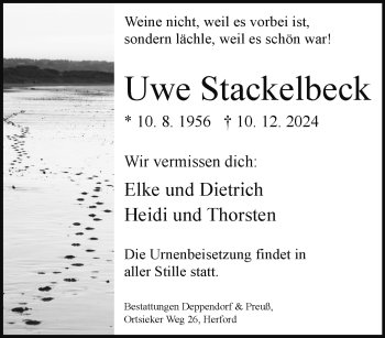 Traueranzeige von Uwe Stackelbeck von Westfalen Blatt